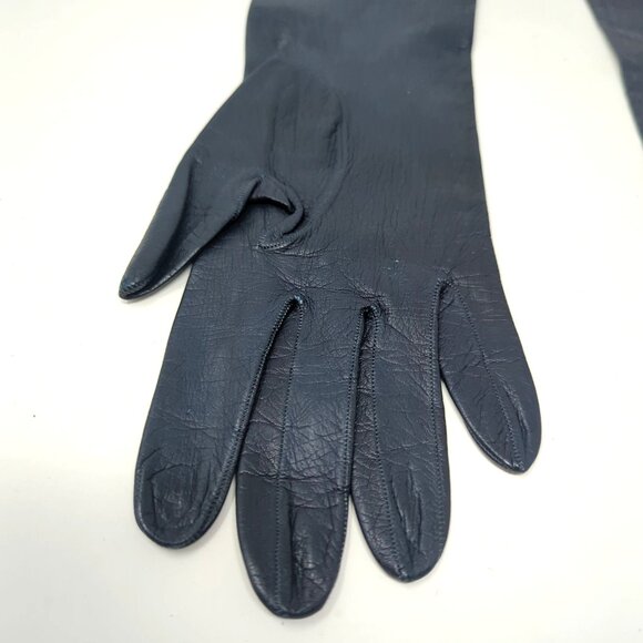 Vintage Roger Fare Gloves X Small 6.5 Blue Leather France - Picture 5 of 9